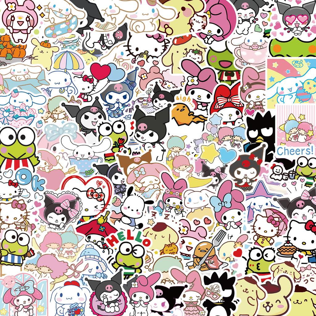 50/100pcs Sanrio Series Kuromi Hello Kitty Cinnamoroll Stickers Cute Multi-purpose Waterproof Decorative Refrigerator Computer