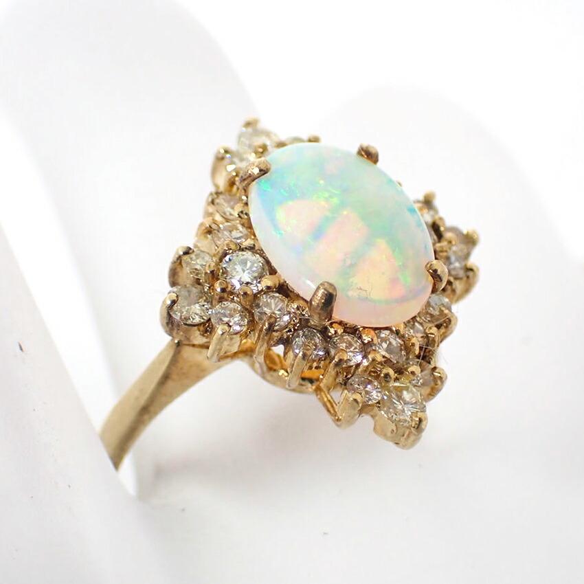 [Used] K14 Opal Diamond Ring / Size 14 / j55-50