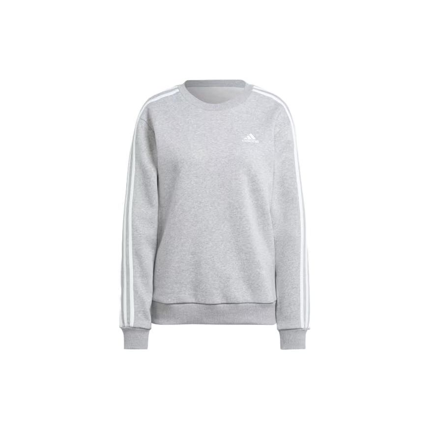 Adidas Essential Micro Logo Striped Crew Neck Casual Long Sleeve Sweatshirt Women sweatshirt Gray IM0206