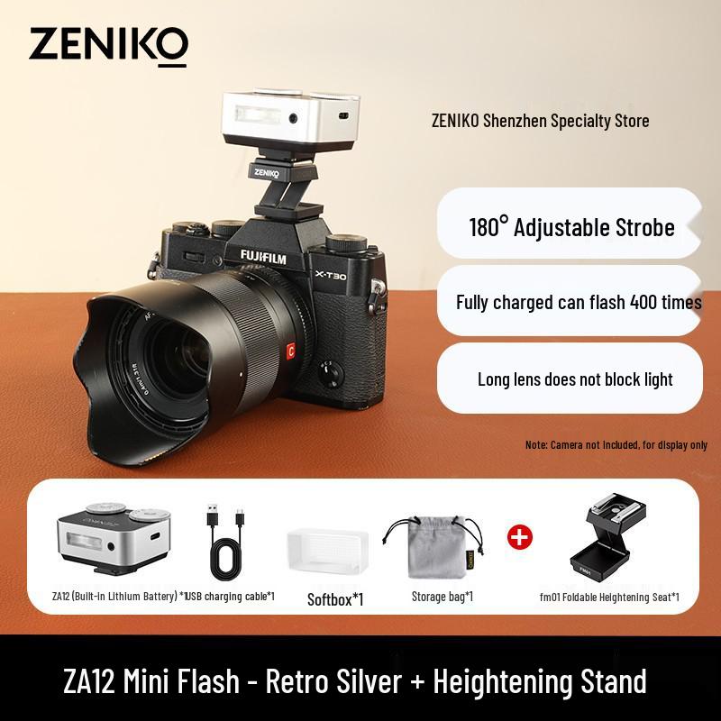 

ZENIKO ZA12 Retro Mini Double Dial Flash for Fujifilm XM5 XT3 and Sony Cameras