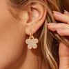 Trendy Stainless Steel White Zircon Earrings For Women 18K Gold Plated Flower Huggie Hoop Earrings Dainty Drop Earrings for Her