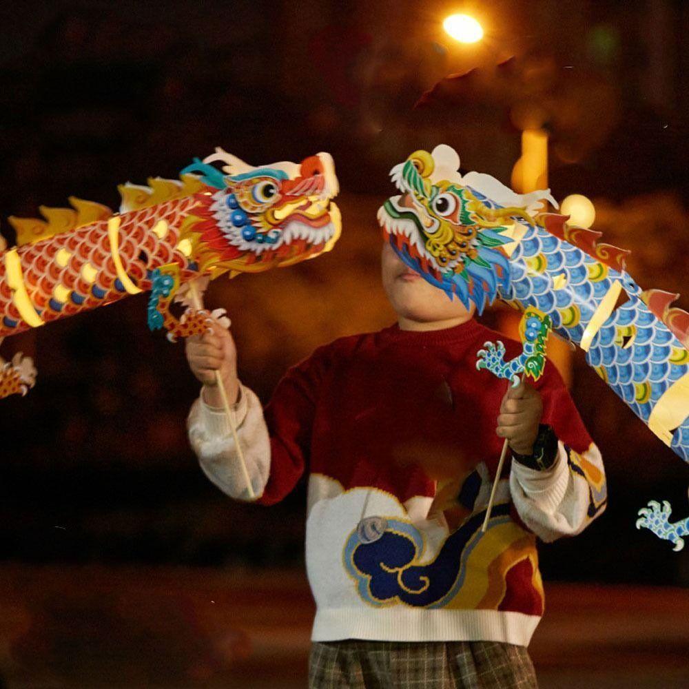 Dance Dragon Portable Dragon Lantern Flying Mid-Autumn Festival Lantern Dragon Lantern  Kids
