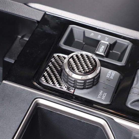 Carbon Fiber Multimedia Knob Switch Cover Trim For Tundra -24