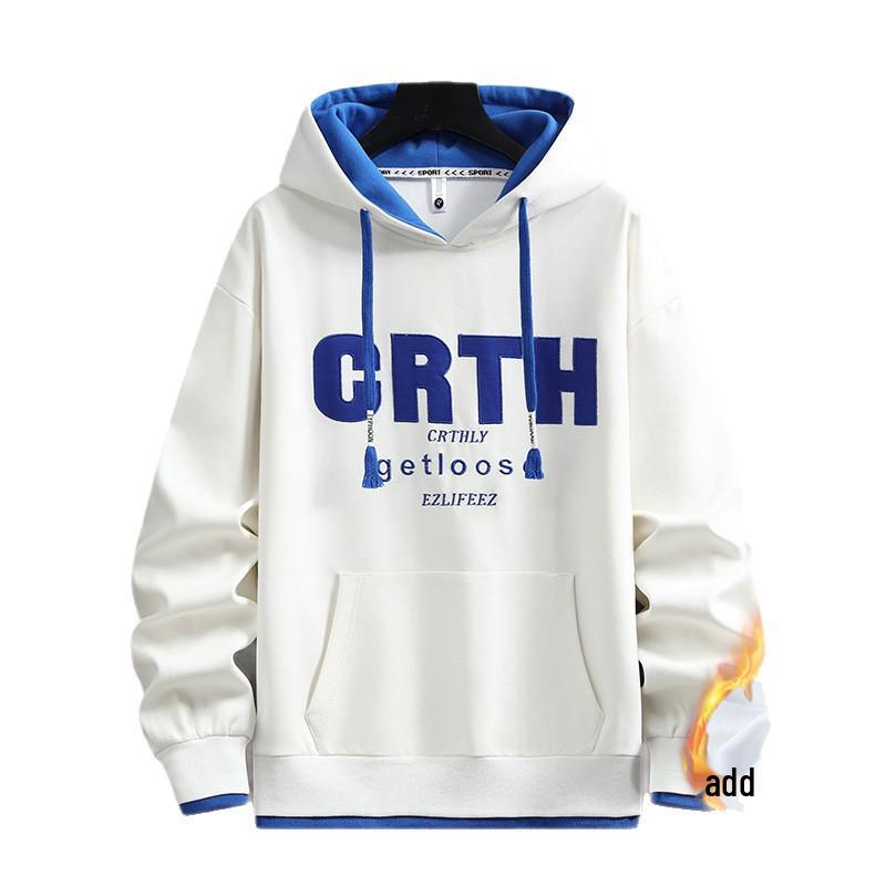 Teen Boys Plus Velvet Hooded Sweatshirt - Thick Winter Top for Junior and High School Students