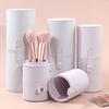 1pcs Portable Push-button PU Leather Makeup Brush Storage Bucket with Lid Large Capacity Desktop Travel Makeup Storage Tool