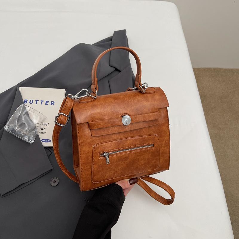 

Retro high-end handbag, women s bag 2025 new fashion small square bag, shoulder crossbody Kelly bag коричневый