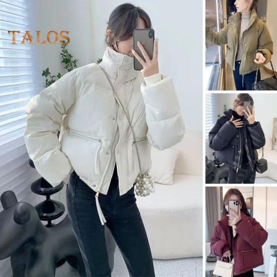 Vinter Dunjakke Fortykket Vattert Ståkrage Store Glidelåslommer Glidelåslukking Vindtett Lange Ermer Varmebevarende Varm Hverdagsovertøy Bomullsjakke