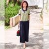 Women's Floral Lapel T-shirt & Wide-leg Pants Set