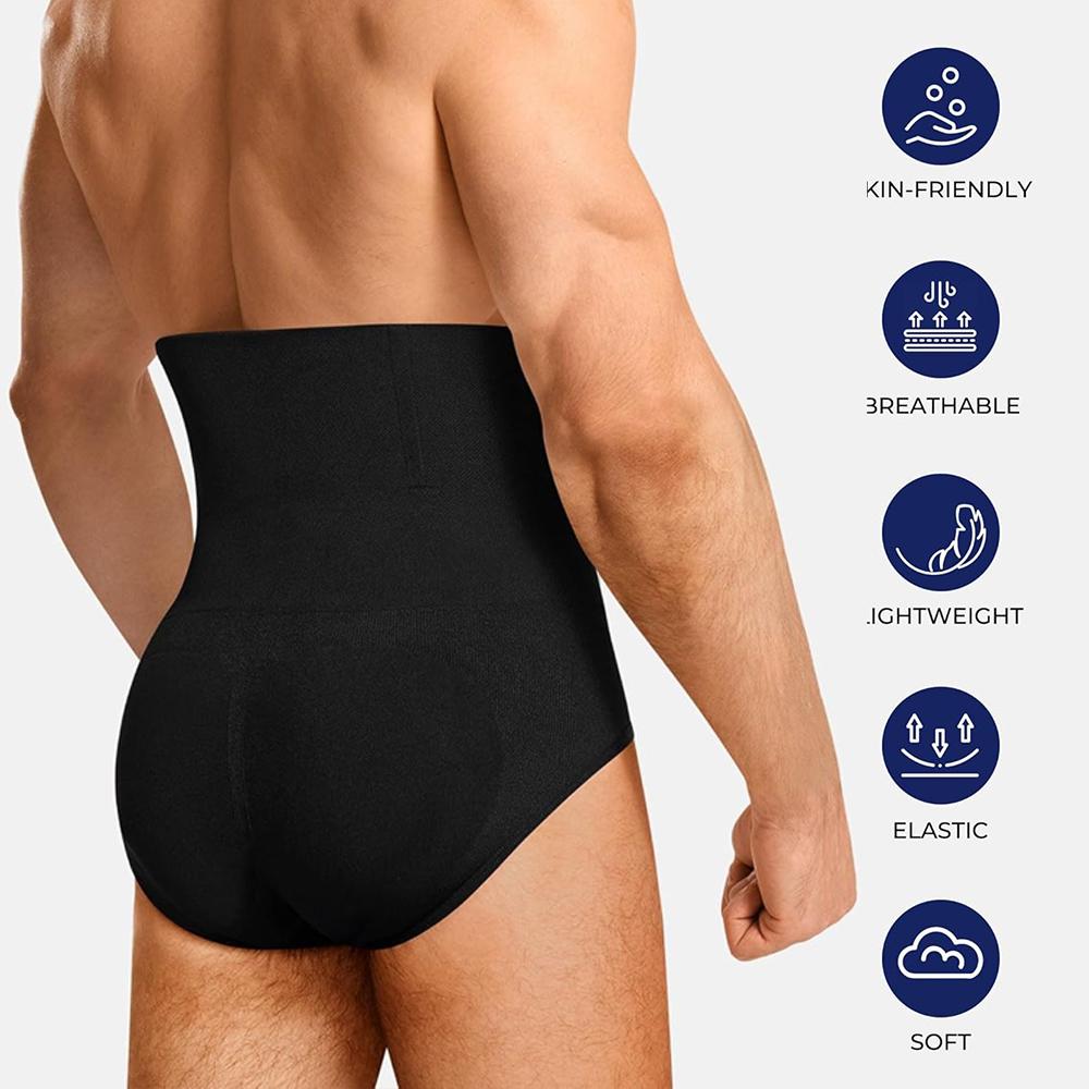 Men'S Compression Shorts Tummy Control Butt Lift Underwear High Waist Shapewear Slimming Briefs Body Shaper