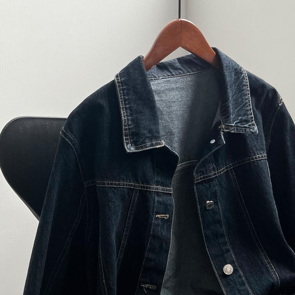 Vintage Denim Jacket Women's Spring Lapel Single-breasted Short Jacket