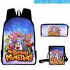 Classic Popular my singing monsters 3D Print 3pcs/Set School Bags Laptop Daypack Backpack Inclined shoulder bag Pencil Case