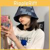 Stylish Korean Denim Patchwork Bucket Hat Womens Summer Sun Protection Trendy