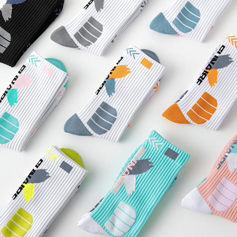 Sports Men's Mid-top Professional Running Basketball Socks, High-top Pure Cotton Sweat-absorbing and Odor-proof Pure Cotton Long Socks