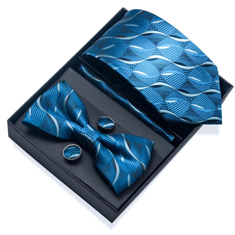 Set de 6 piezas, Corbata de Vestir de Negocios 8 cm Corbata para Hombre Set de Pajarita Caja de Regalo.