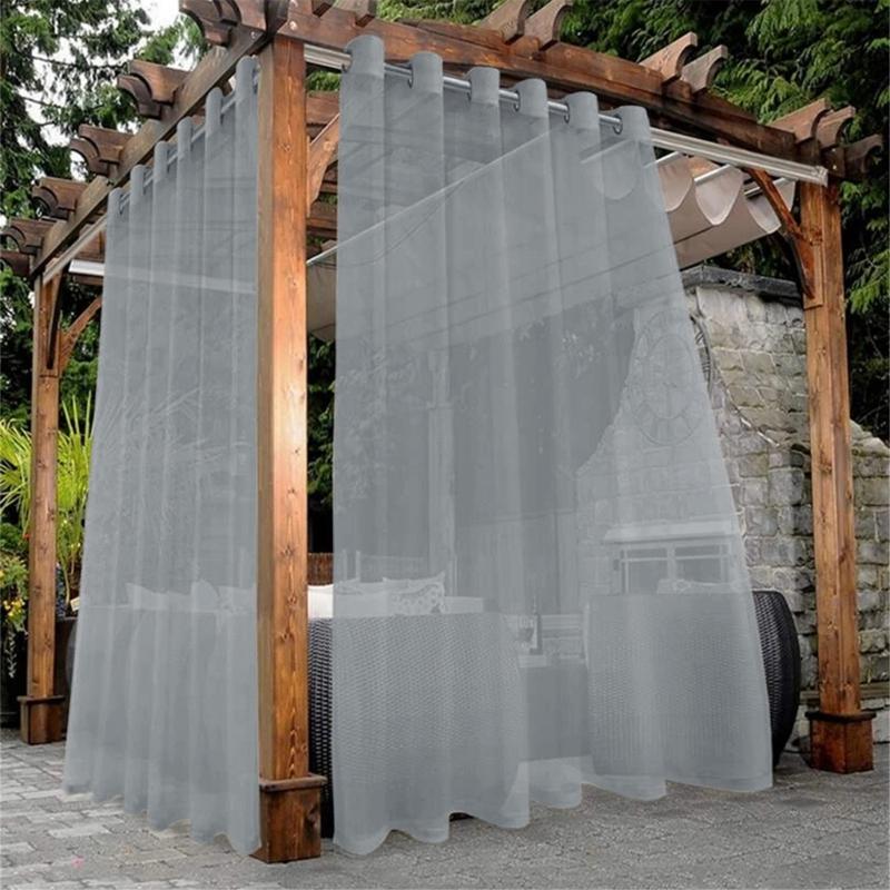 Outdoor Transparents Curtains Weatherproofs Eyelet Voile Curtains for Patioes Gazeboes