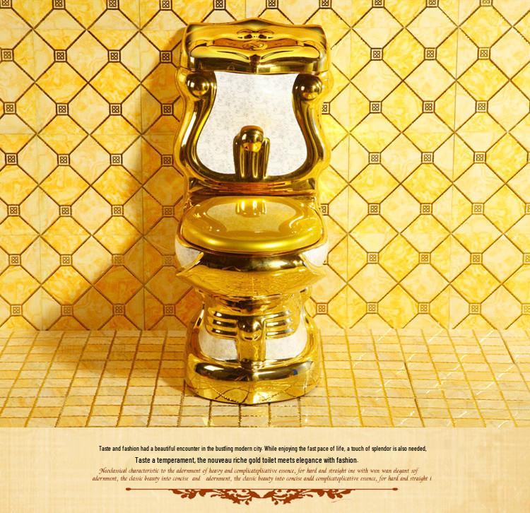 European Palace Gold-Plated Embossed Retro Toilet in Golden Color