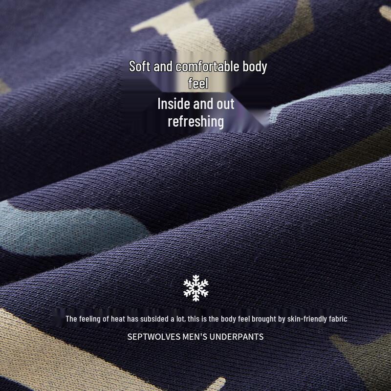 SEPTWOLVES Men's Letter Print Antibacterial Boxer Briefs