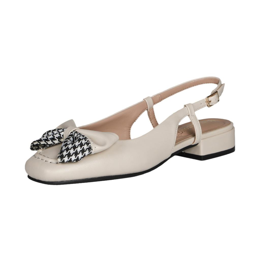 Women's shoes summer women's 2025 French style not tired feet single shoes bag head bow hollow low heel sandals women's Huizhou women's shoes