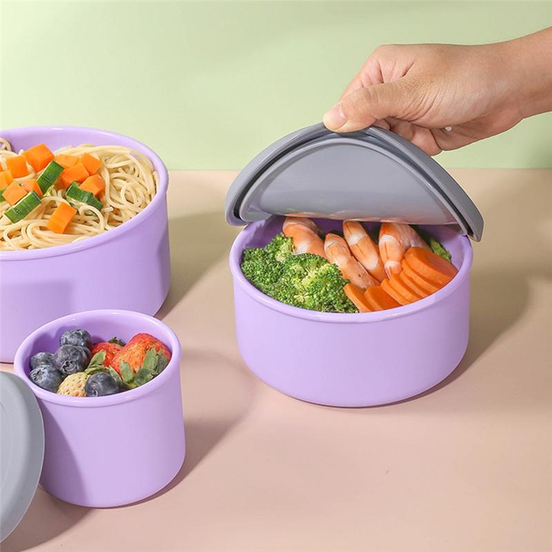 CYCLI-Silicone Food Storage Containers With Lids Leak Proof Space Saving Reusable Meal Prep Airtight Containers For Kitchen
