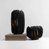 Resin Vase Black Gold Crease Texture Abstract Resin Ornament Flower Arrangement Accessories Home Decoration Vases Pots