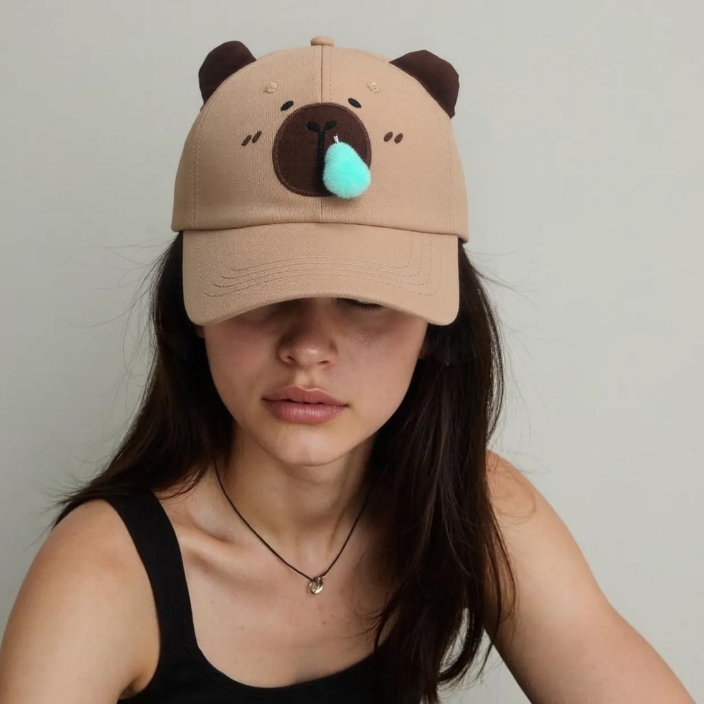 Embroidery Capybara Baseball Cap Breathable Long Brims Hat for Sun Protections Unisex Golf Cap for Adult Unisex