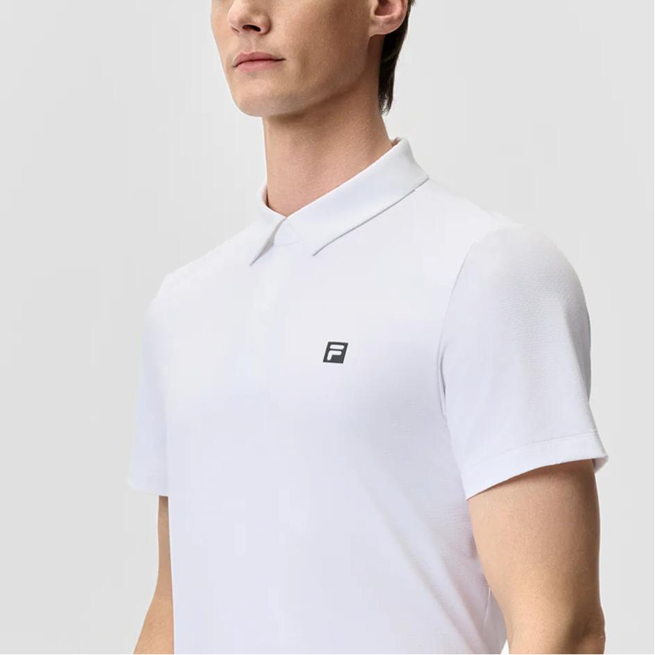 FILA Golf Series Solid Color Simple Versatile Knitted Short Sleeve Polo Shirt Men tops Jade-White A11M525103F-WT