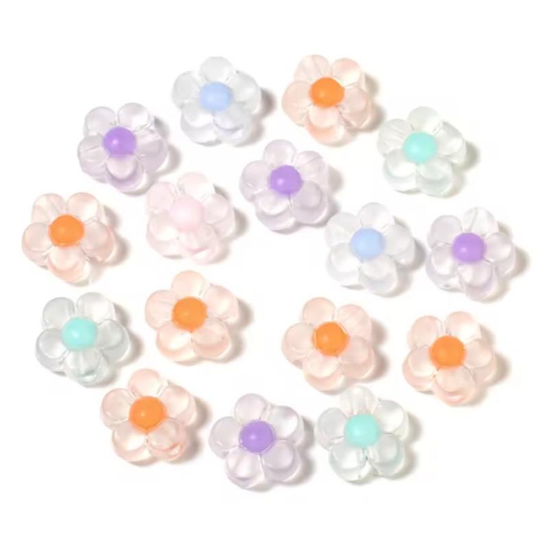 100pcs 12mm Sunflower Acrylic Beads Matte Transparent Mixed Color Spacer Loose Beads DIY Bracelets Necklace Jewelry Accessories