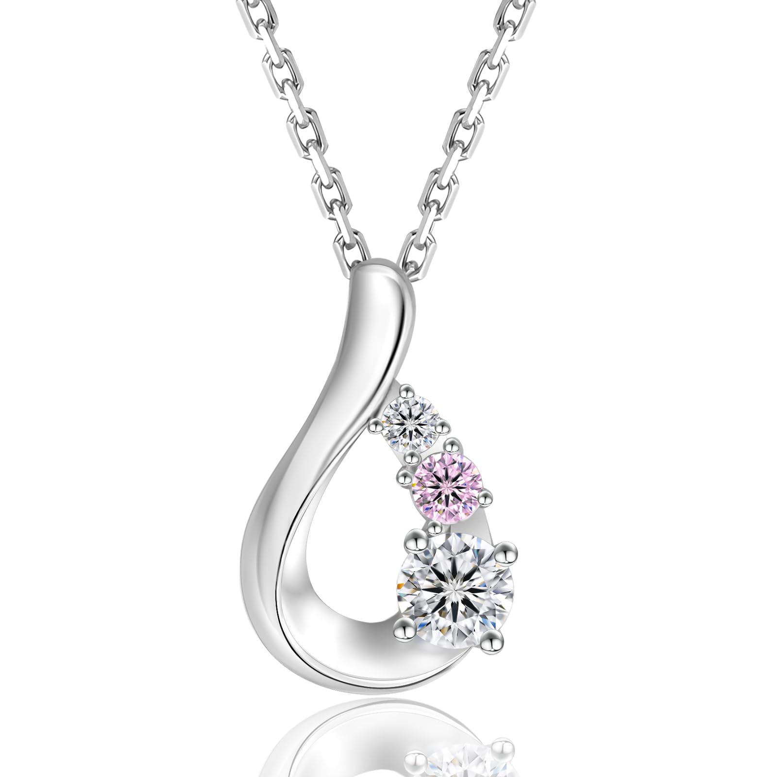 

Silver Moissanite Metal Allergy Adjustable Shizuku Bringing Gift [KRKCLIFE] Women s Necklace, Pendant, S925, Friendly, 40~45cm, Length, Necklace,