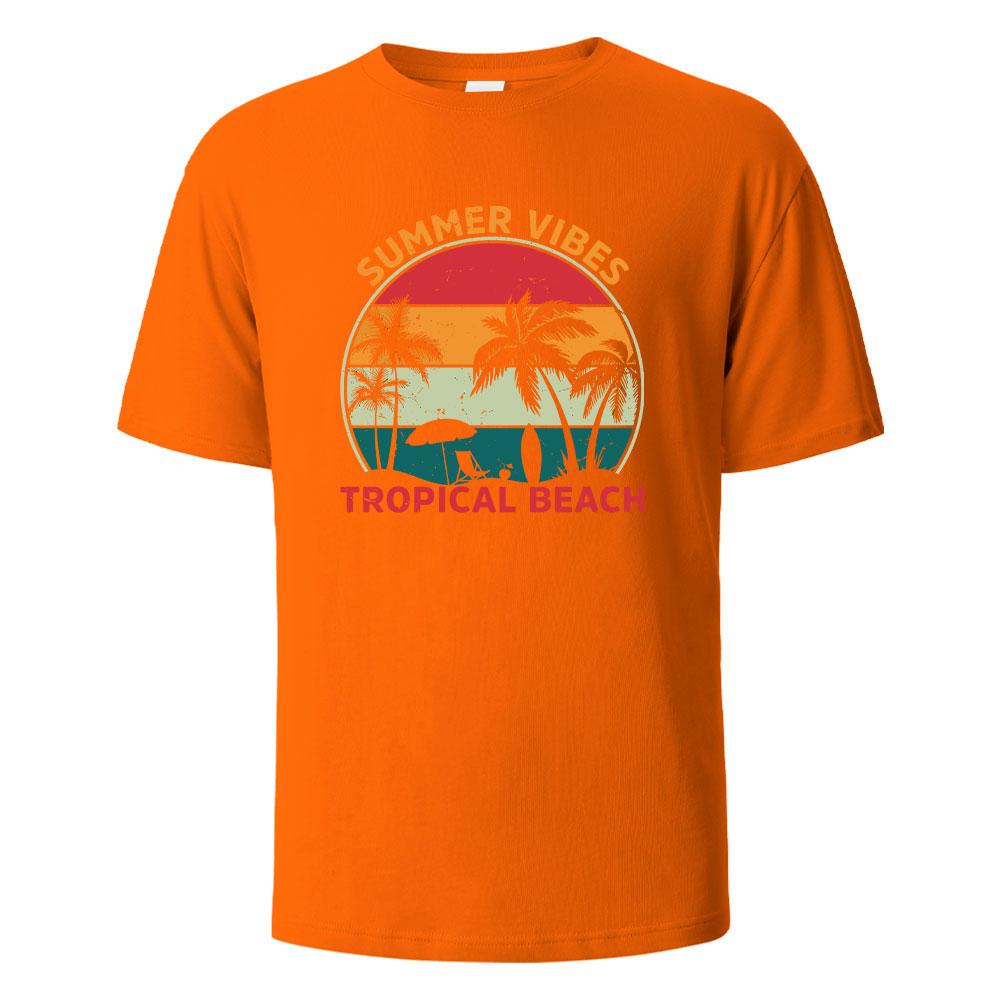 SummerVibes Printing Mens Tshirt Casual Breathable Tshirts 100Cotton Funny Tops Street Oversized TShirts For Men Women Oneck