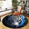 1PC White Tiger Blue Eyes Round Chair mat Area Rug - Non-Slip, Floor Mat for Office, Bedroom, home decor Christmas Gift c0528138