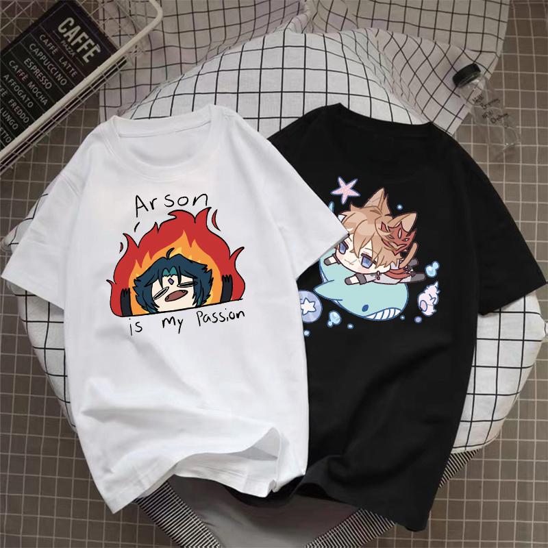 Tshirt Genshin Impact Game Tops Kawaii Impresso Grfica De Personagens Dos Jogos Clssicos Cartoon Harajuku T Streetwear Novo