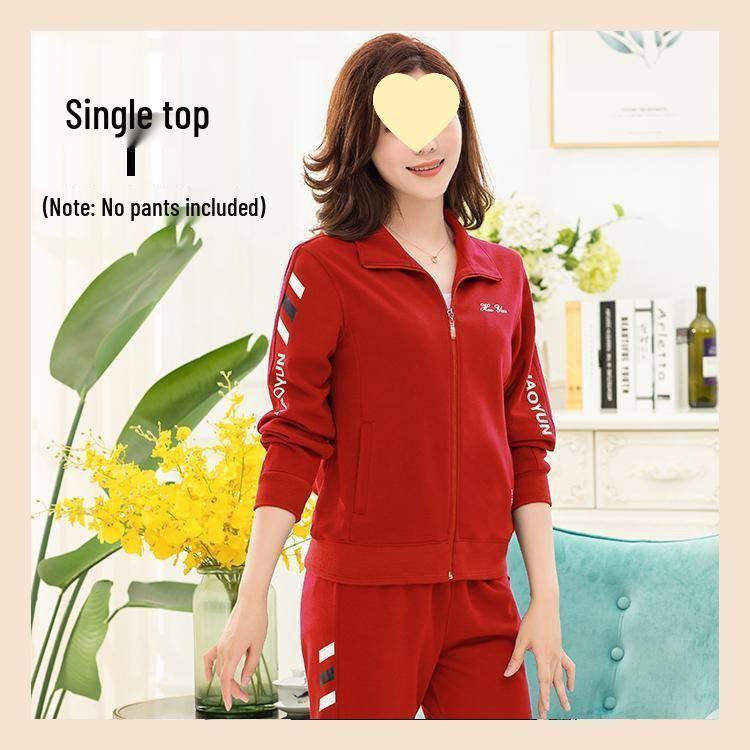 Lässiges Sportbekleidungsset für Damen: Jacke und Hose im Loose-Fit für Mütter mittleren Alters - Stilvolle Frühjahrs-/Herbstmode