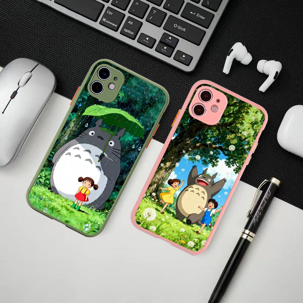 Cute T-Totoroes Phone Case For iPhone 16 15 14 Plus 15 13 12 11 Pro Max X XS MAX Matte Cover