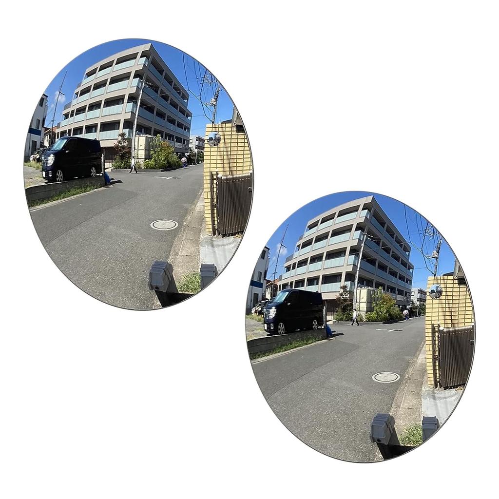 FANAHOKO Garage Adhesive Convex Mirror for Home 380R 2 Strong Tape Included Mirror, Use, Curvature, Round, 25.5cm Diameter, Pieces, Double-Sided