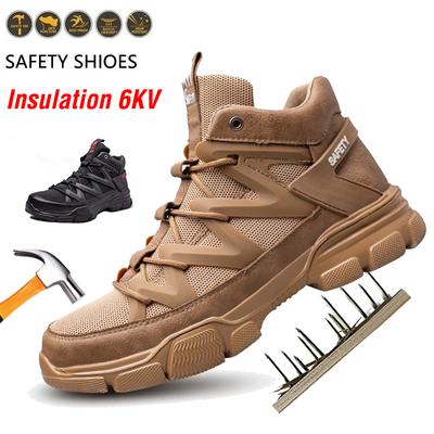 Scarpe di Sicurezza con Punta in Acciaio Uomo Donna Indistruttibili 6KV Stivali da Lavoro Alte Anti-schiacciamento Anti-perforazione Scarpe da Ginnastica da Lavoro Edilizia Anti-perforazione Scarpe di Sicurezza
