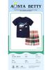 AostaBetty Boys' Summer Cartoon T-Shirt & Shorts Set - European/American Style, Knit Cotton, Short Sleeve, 2-Piece.