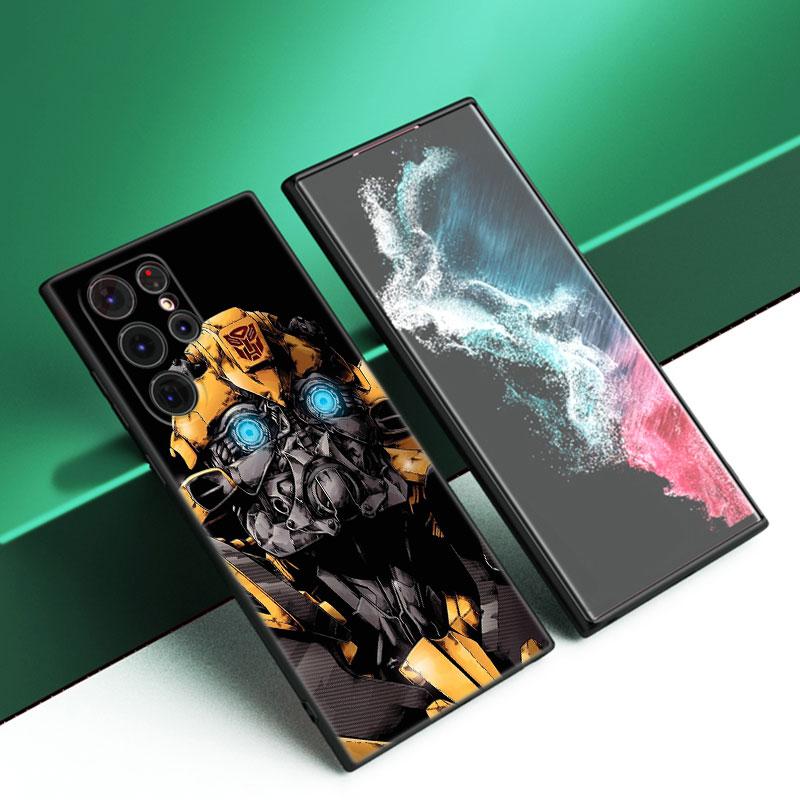 Transformers Bumblebee Černý Silikonový Kryt na Telefon Pro Samsung Galaxy S23 S21 S20 FE S24 S22 Ultra S10E S10 S9 S8 Plus