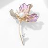 Elegant Fashionable Enamel Iris Flower Brooch Pin Luxury Freshwater Pearl Clip On Pin Trendy Accessory Floral Brooch Pin