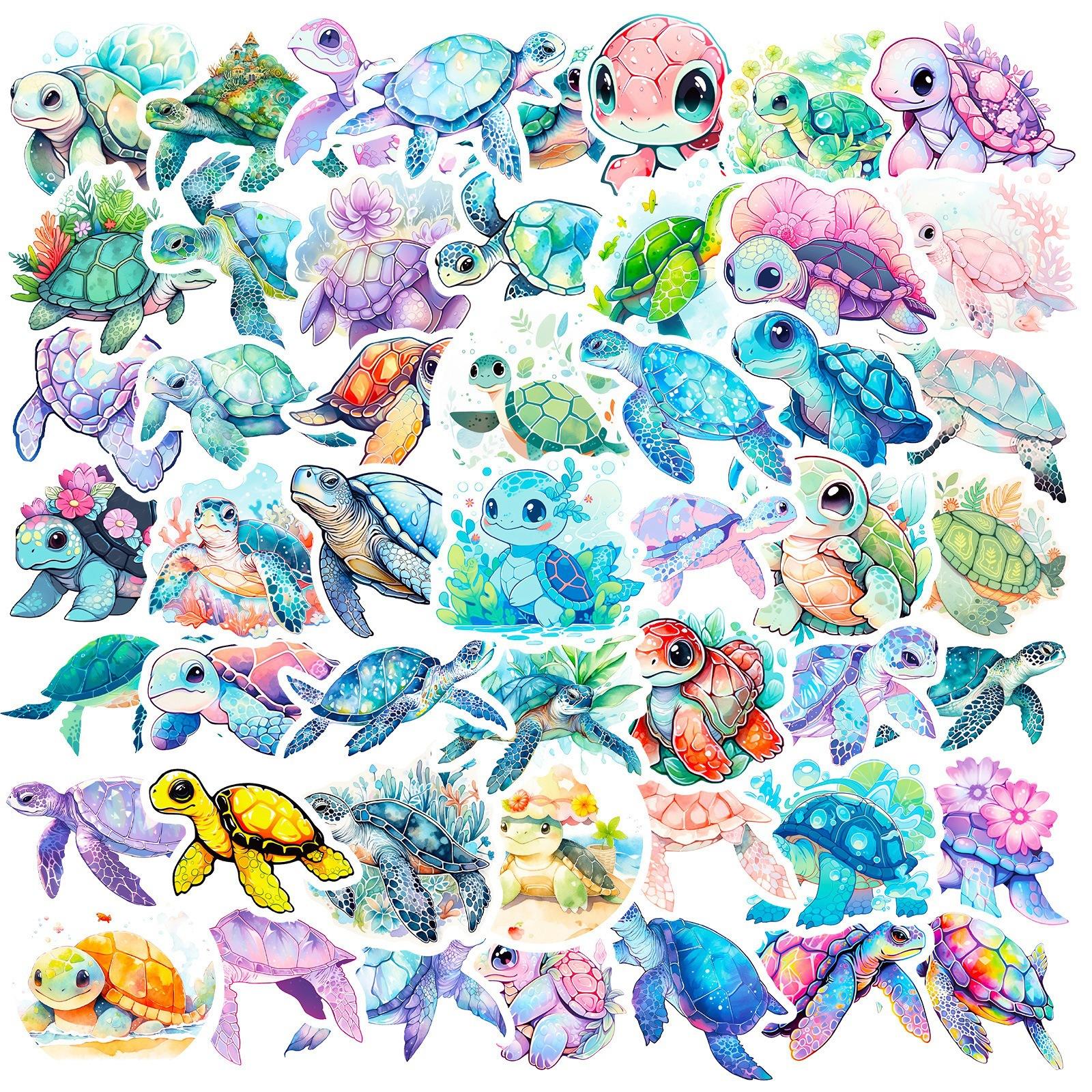 100 Divine Turtle Cartoon Turtle Decals Temu Blue Sea Divine Turtle Ocean Compact Turtle Graffiti Decals Premium