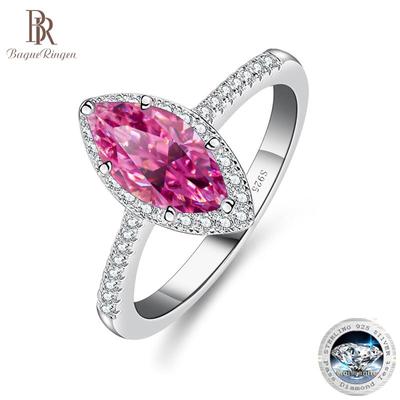 Bagues de fiançailles en argent Sterling 1.0 Carat, coupe Marquise, couleur D, diamant Moissanite, bijoux pour femmes, vente en gros, 925