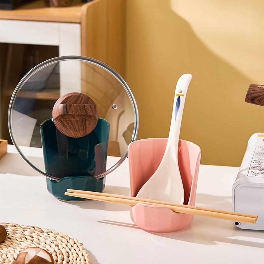 Easy To Clean Ceramic Spoon Holder Stable Pot Lid Storage Rack Spatula Holder Chopsticks