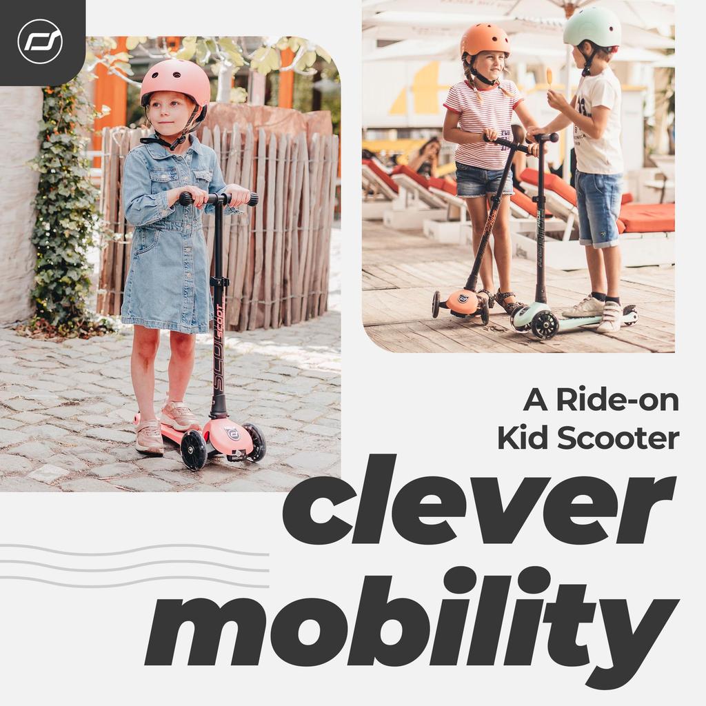 Scoot Ride Highway Kick 3LED Peach Kids Scooter Kickboard Tricycle Genuine Product & [Japanese Warranty]
