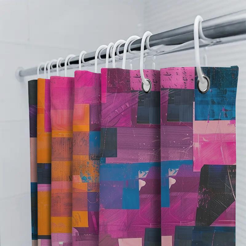 Colorful Modern Shower Curtain Abstract Design Bath Decor for Home Decoration Waterproof Fabric Available in Multiple Sizes on A