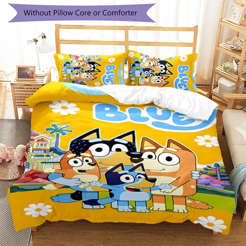 3pcs Bluey pattern bedding set duvet cover set includes duvet cover &pillowcases,perfect all season bedroom decoration&gift