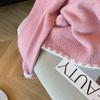 Pink soft waxy pullover knitted sweater women's autumn and winter new design sense age reduction sweet temperament lazy sweater