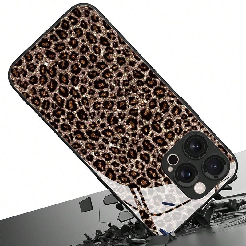 Leopard Print Pattern Tempered Glass Phone Case For iPhone 11 12 13 Pro Max 14 15 16 17 Pro 17Air 16E 7 8 Plus XR XS X Cover