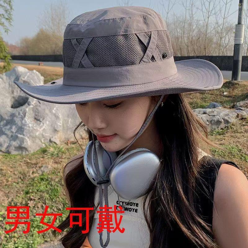 Fishing visor big edge sun protection hat men's summer mesh outdoor women's mountaineering UV protection bucket hat