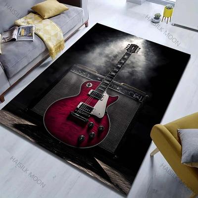 Red Guitar and Stereo Print Carpet for Bedroom Living Room Bedside Sofa Floor Mat Modern Home Decor Area Rug Luxury Gift