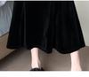 Women's Black Velvet Fishtail Pencil Skirt - High Waist, Slimming, Mid-Length, Pleated, Autumn/Winter.