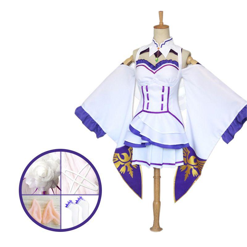 Enchanting Emilia Dress Cosplay Set With Elegant Wig For Womens Anime Party Costumes